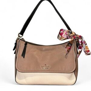 Kate Spade Hudson Color Block Purse, Tan and Cream Shoulder Bag